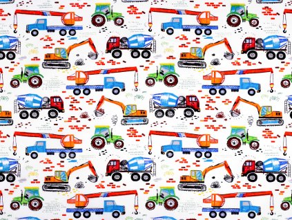 Bavlněná látka / plátno nákladní auta (Balení 1 m, Varianta (317) bílá)