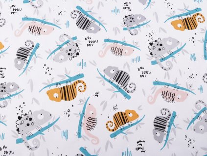 Bavlněná látka / plátno chameleon (Balení 1 m, Varianta 3 (572) bílá zelená)