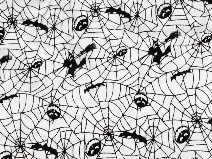 Dekorační satén Halloween / čarodějnice (Balení 1 m, Varianta 1 bílá)