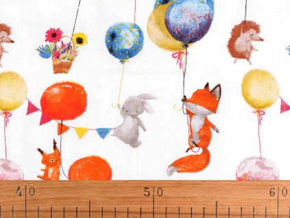 Bavlněná látka / plátno balónky / zvířátka (Balení 1 m, Varianta (112) bílá)