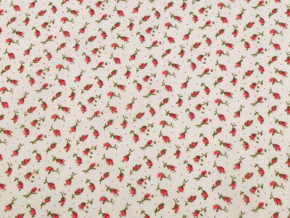 Bavlněná látka / plátno drobné květinky (Balení 1 m, Varianta 1 krémová světlá růžová)