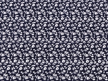Bavlněná látka / plátno modrotisk drobné květinky (Balení 1 m, Varianta 1 modrá tmavá)