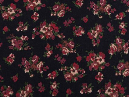Bavlněná látka / plátno s řidší vazbou květy (Balení 1 m, Varianta modrá tmavá)