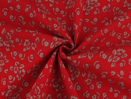 Bavlněná látka / plátno s řidší vazbou květinky (Balení 1 m, Varianta 1 červená)