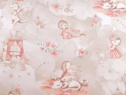 Bavlněná látka / plátno holčička (Balení 1 m, Varianta 1 (945) béžová světlá růžová)