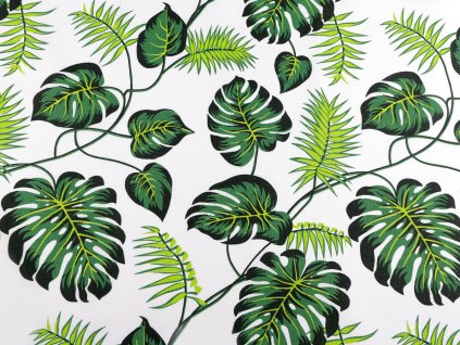 Bavlněná látka / plátno listy (Balení 1 m, Varianta zelená)