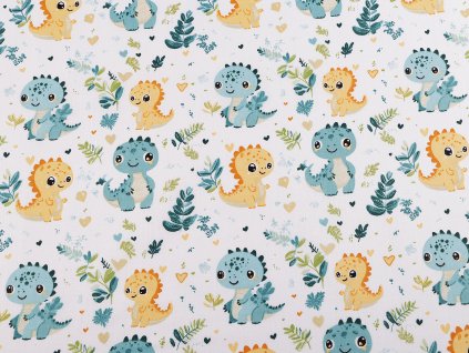 Bavlněná látka / plátno dinosaurus (Balení 1 m, Varianta 1 (948) zelenkavá)