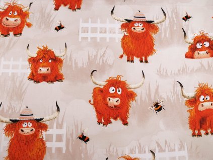 Bavlněná látka / plátno kravičky (Balení 1 m, Varianta 1 (939) béžová světlá)