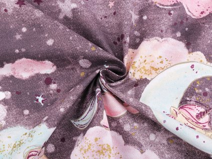 Bavlněná látka / plátno se zlatotiskem jednorožec (Balení 1 m, Varianta 2 (595) mint)