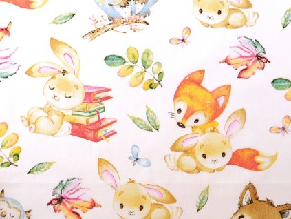 Bavlněná látka / plátno zvířátka (Balení 1 m, Varianta (881) bílá)