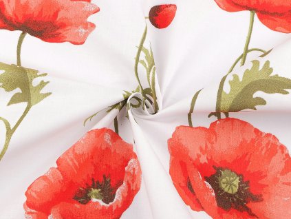 Bavlněná látka / plátno vlčí mák (Balení 1 m, Varianta bílá)