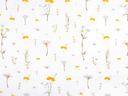 Bavlněná látka / plátno luční kvítí (Balení 1 m, Varianta (1700) bílá)