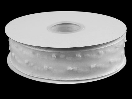 Organzová stuha s nopky šíře 40 mm (Balení 90 m, Varianta bílá)