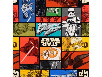 bavlneny uplet starwars barevny patchwork