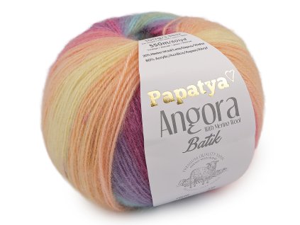 Pletací příze Papatya Angora Batik 100 g (Balení 1 ks, Varianta 4 (62) modrofialová hořčicová)