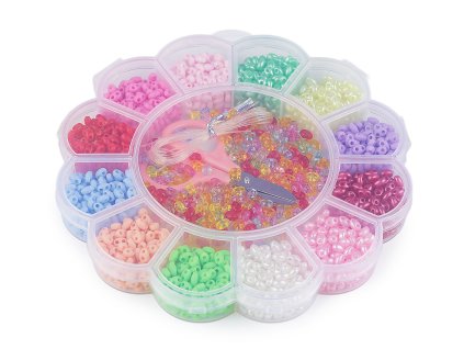 Sada plastových dvoudírkových korálků v boxu s nářadím (Balení 1 krab., Varianta mix)
