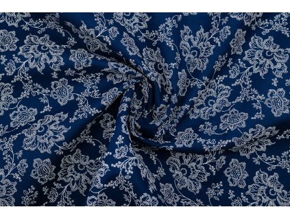 bavlnene platno bila krajka na tmave modre