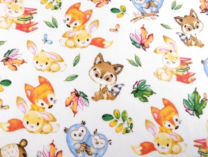 Bavlněný flanel medvídek (Balení 1 m, Varianta 2 bílá)