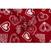 bavlnene platno bila krajkova srdce na cervene