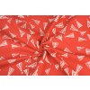 Bavlněná látka vánoční stromečky na červené