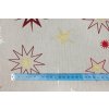 43677 2 bavlna rezna cerveno zlate hvezdy s bilymi vlockami metr