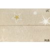 bavlna rezna zlato bile hvezdy s bilymi vlockami.riub