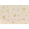 bavlna rezna hvezdy zlate na vanilkove se zlatym glittrem metr