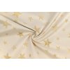 bavlna rezna hvezdy zlate na vanilkove se zlatym glittrem