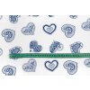 93672 2 bavlnene platno modra krajkova srdce na bile 2metr