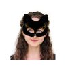 Karnevalová maska - škraboška sametová s glitry kočka (Balení 1 ks, Varianta 1 černá stříbrná)