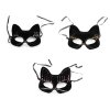 Karnevalová maska - škraboška sametová s glitry kočka (Balení 1 ks, Varianta 1 černá stříbrná)