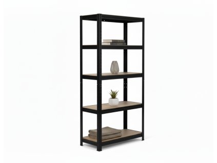 Lakkozott fém állvány Mamutex Standard 1500x700x300 mm - 5 polc, terhelhetőség 875 kg, fekete