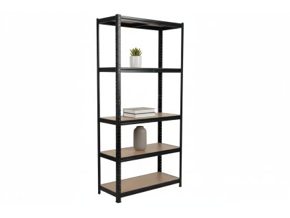 Lakkozott fém állvány Mamutex Standard 1800x900x450 mm - 5 polc, teherbírás 875 kg, fekete