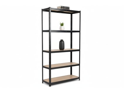 Lakkozott fém állvány Mamutex Standard 2000x1000x400 mm - 5 polc, teherbírás 875 kg, fekete