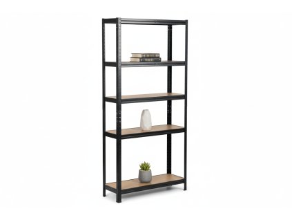 Lakkozott fém állvány Mamutex Standard 1800x900x300 mm - 5 polc, teherbírás 875 kg, fekete