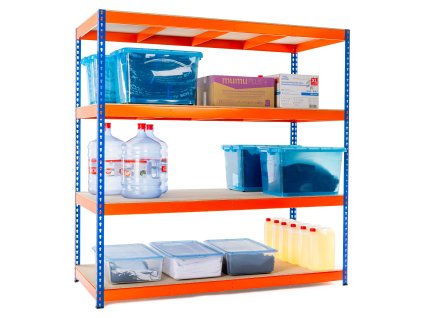 Lakkozott kék-narancssárga Mamutex Heavy polc 1800x1800x800 mm - 4 polc, teherbírás 2000 kg
