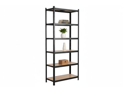 Lakkozott fém állvány Mamutex Standard 2200x900x600 mm - 6 polc, teherbírás 1050 kg, fekete