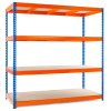 Raft metalic Mamutex Standard, vopsit albastru-portocaliu, 1800x1800x800 mm - 4 polițe, capacitate 2000 kg