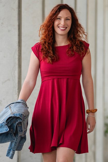Kojicí šaty Amalie MODAL malinovo vínová (Velikost L)