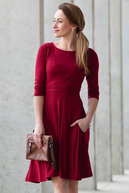 Adaptivní šaty Amalie wine - s kapsami (Velikost L)