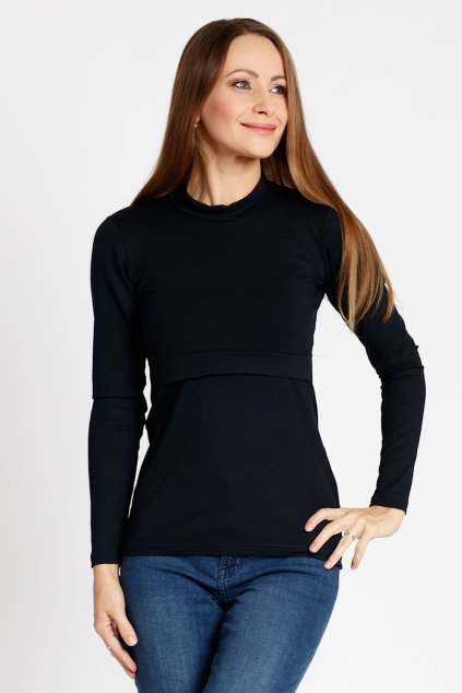 Kojicí tričko se stojáčkem Love MERINO black (Velikost L)