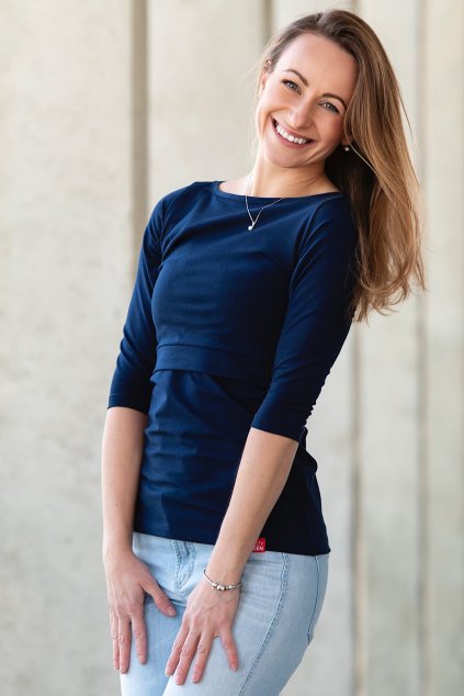 Krásná mamka® + CityZen® kojicí tričko navy (Velikost L)
