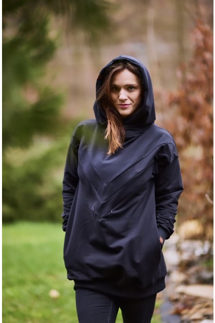 Dámská Kojicí mikina se skrytými zipy ATLANTIC Black (mikina vhodná na kojení i jako těhotenská) (Velikost Dámské XS/S)