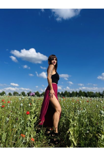 Dámské kalhoty s vysokými rozparky VIVIENNE VIOLET (Velikost Dám. S/M)