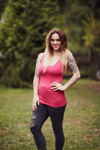 "KOMBINUJ" Tílko MAGENTA - Maminka (kojící - spodní díl) (Velikost Dámské S)