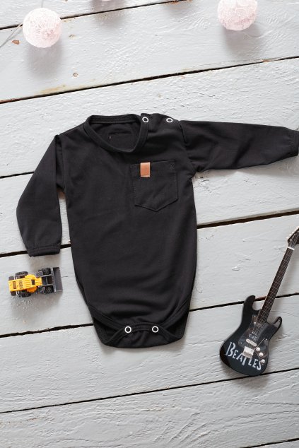 Body LOVE BLACK s kapsičkou - Chlapeček (dlouhý rukáv) (Velikost Miminko 62)