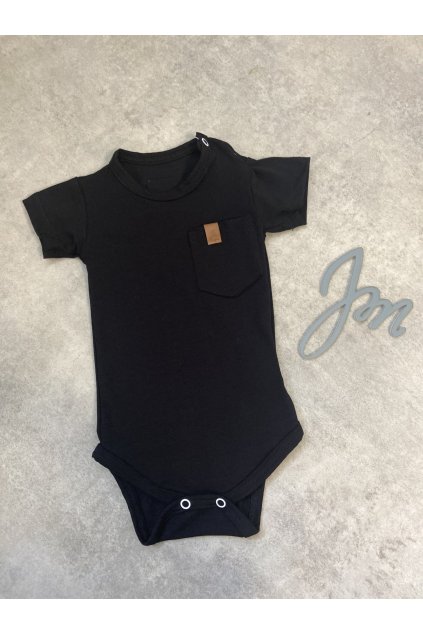 Body LOVE BLACK s kapsičkou - Chlapeček (krátký rukáv) (Velikost Miminko 62)