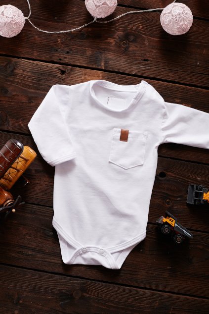 Body WHITE s kapsičkou - Chlapeček (dlouhý rukáv) (Velikost Miminko 62)