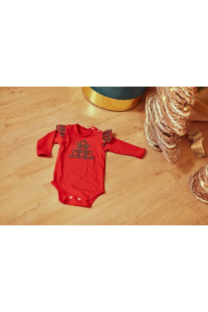 Bodýčko se stromečkem Merry Christmas RED (Velikost Miminko 80)