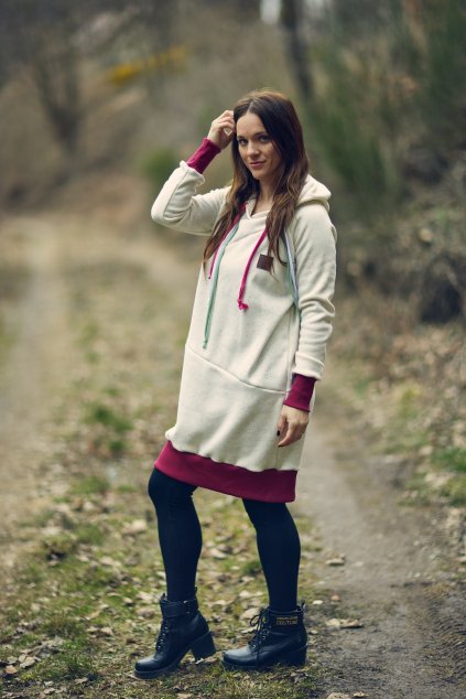 DÁMSKÁ Prodloužená WARMKEEPER mikina HOOD UP RAINBOW  (vhodné pro TĚHOTNÉ) (Velikost Dámské XL)